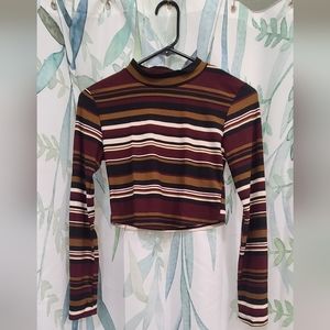 Striped Long Sleeve Crop Top